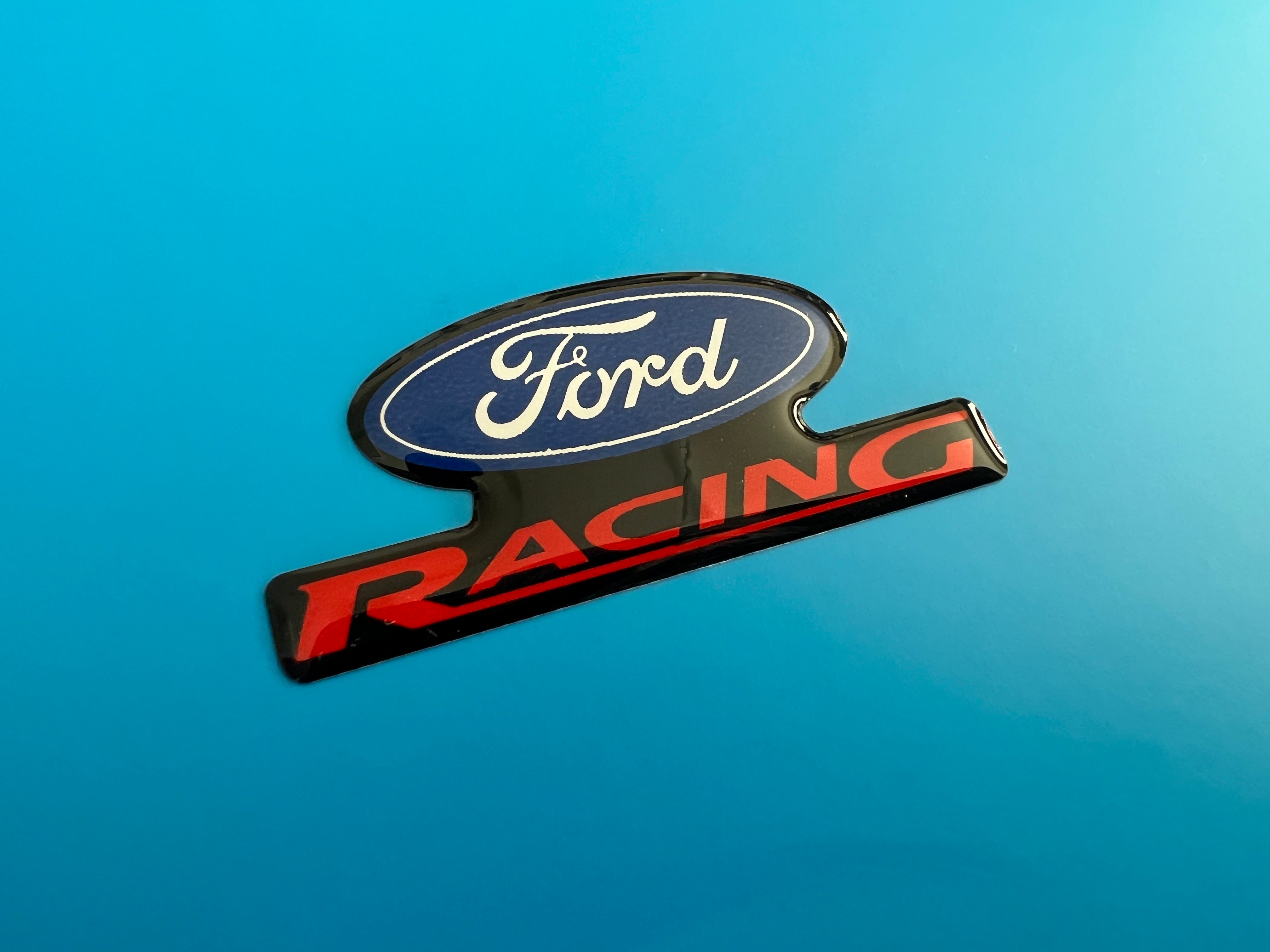 Ford Racing Gel Badges Black/Red/Blue Pair