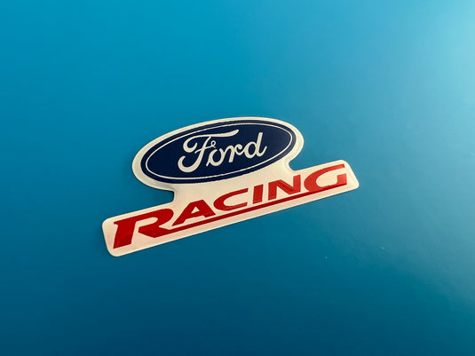 Ford Racing Gel Badges - White/Red/Blue - Pair