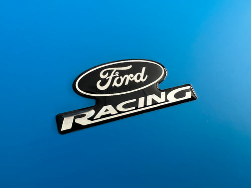 Ford Racing Gel Badges - Black/Chrome - Pair