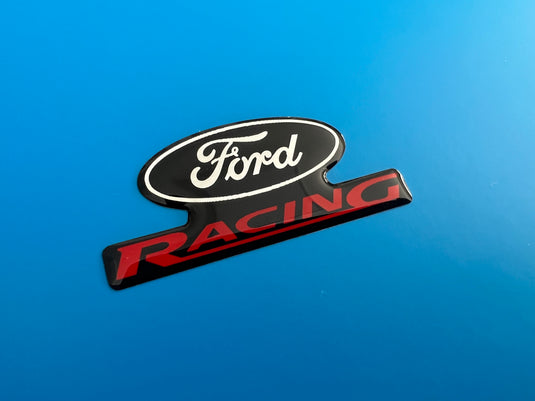 Ford Racing Gel Badges - Black/Red/Chrome - Pair